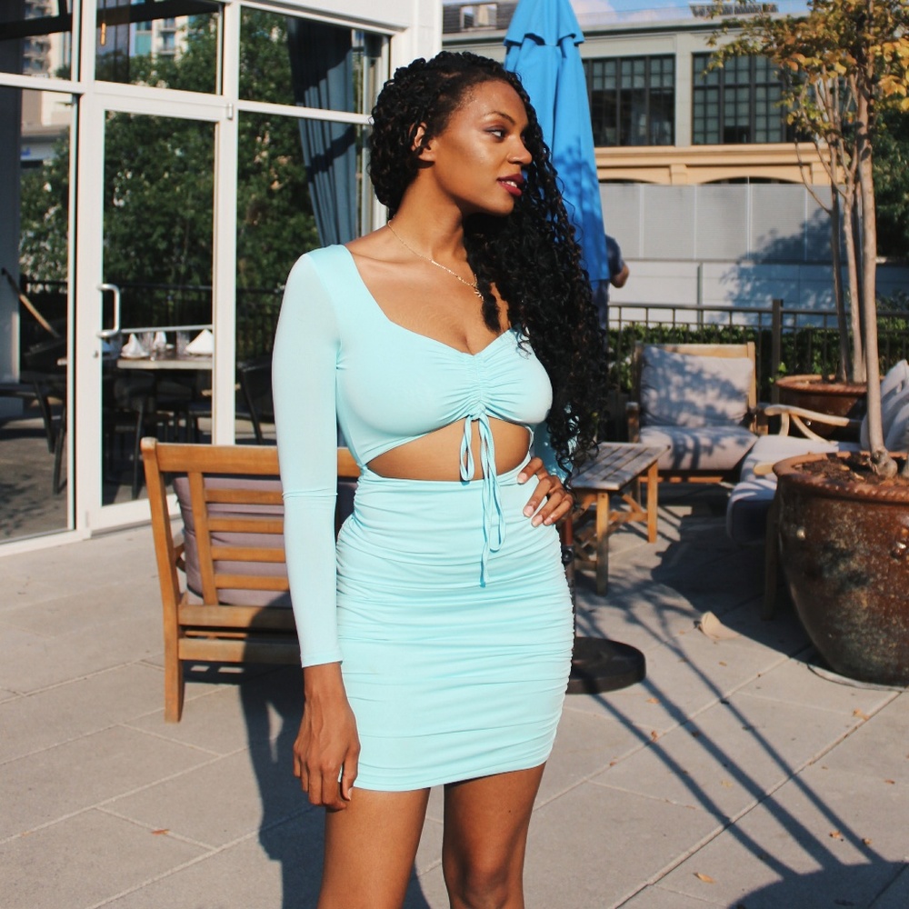 Neon Blue Cut out Bodycon Mini dress